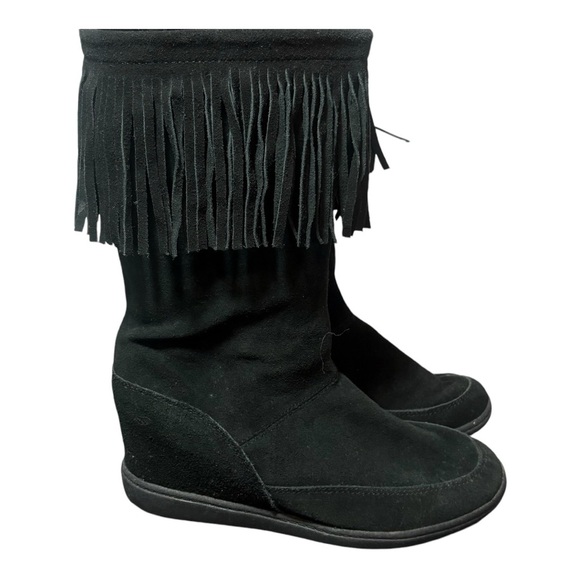 SKECHERS SKCH+3 Suede Fringed Hidden Wedge Boots - Picture 1 of 8